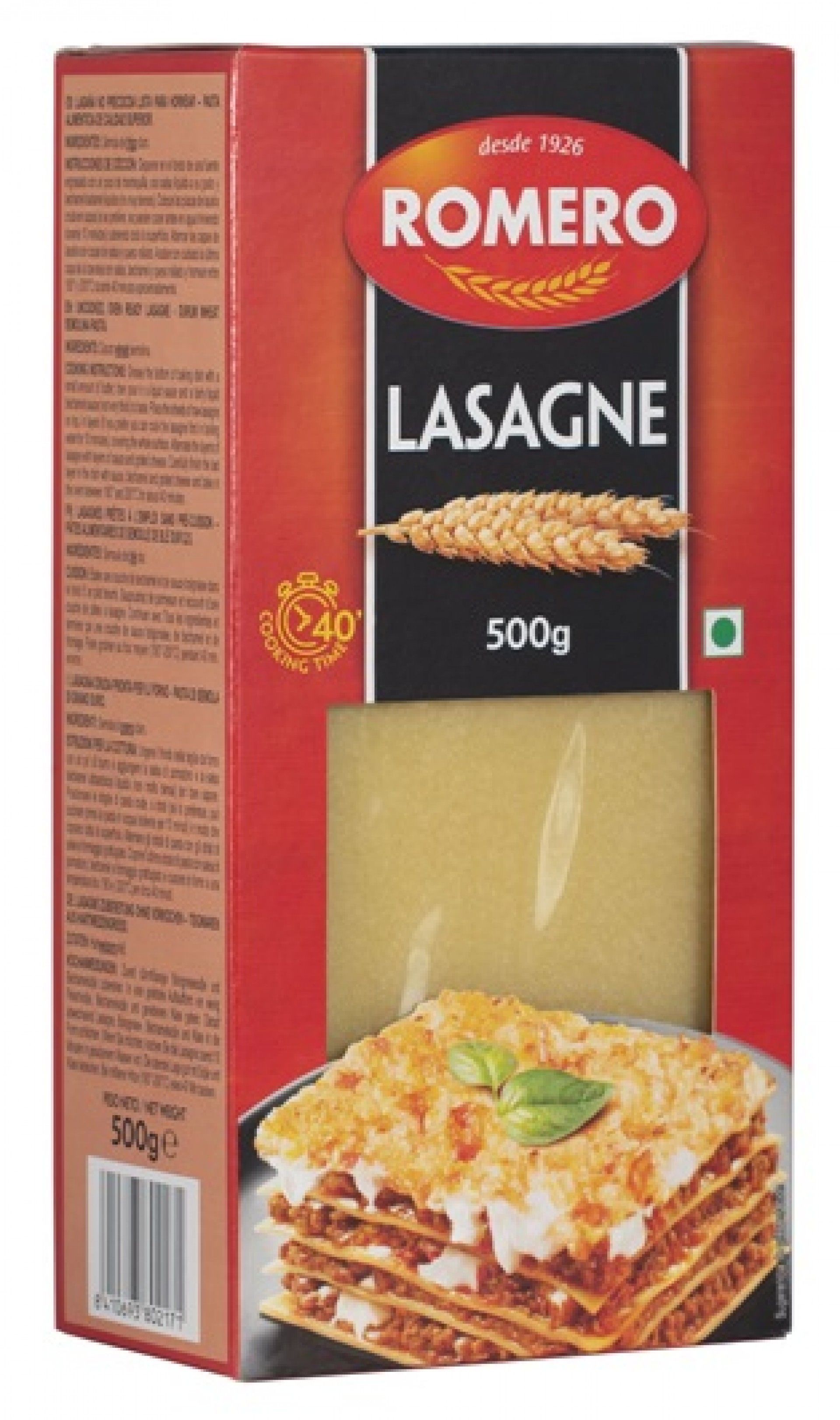 LASANHA PRE-COZIDA INSTANTANEA ROMERO 500G (12) (PT6078)