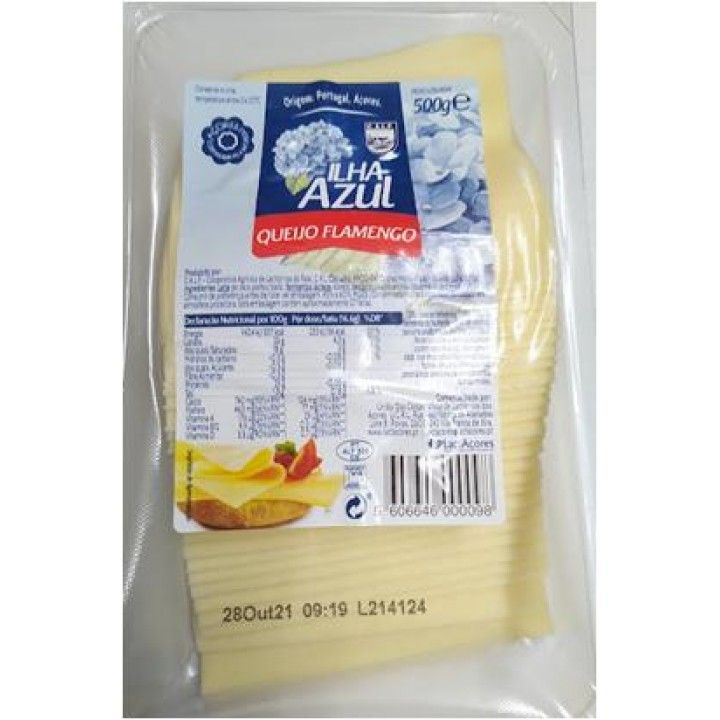 QUEIJO FLAMENGO FATIADO ILHA AZUL 500G (12) QUEIJO FLAMENGO FATIADO ILHA AZUL 500G (12)